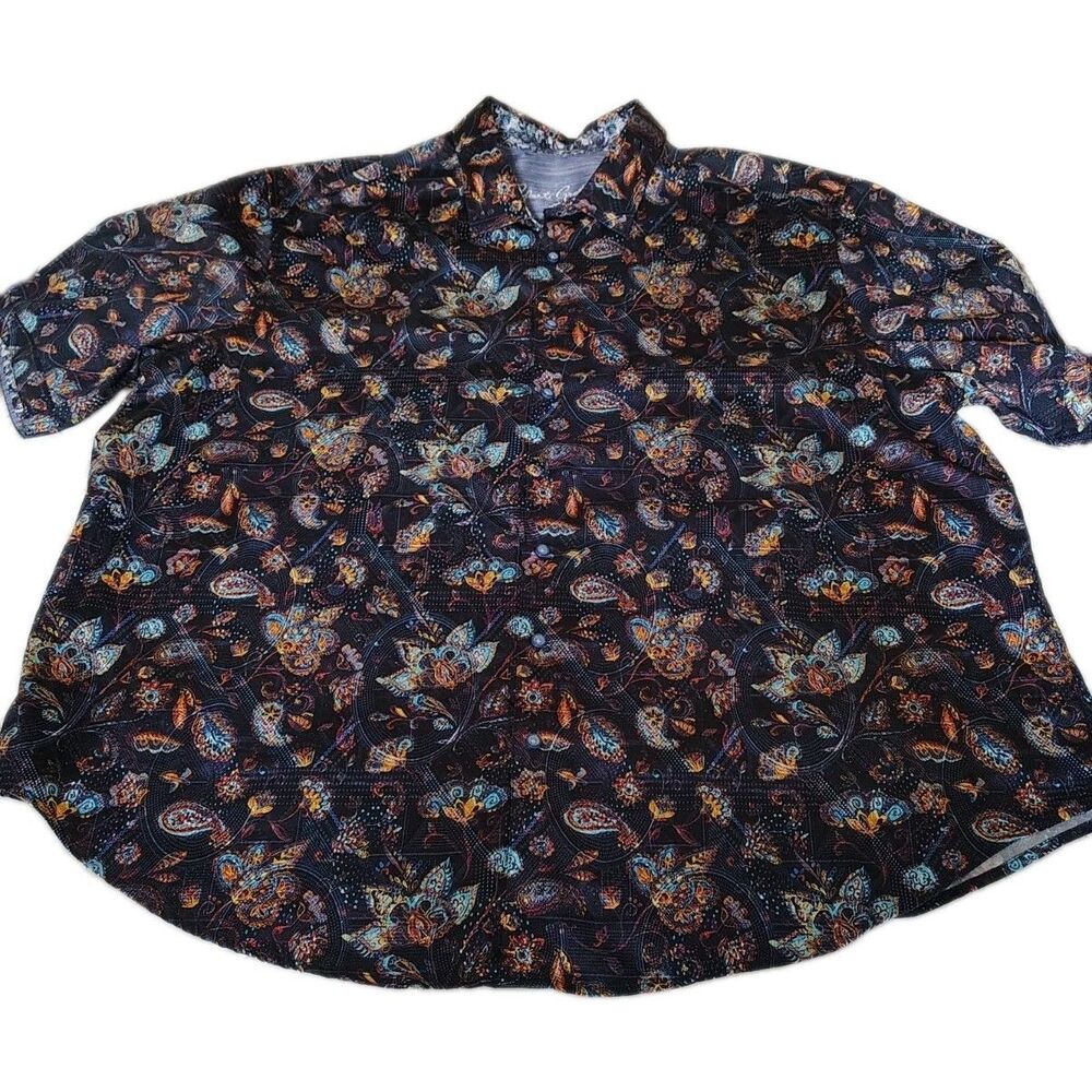 Robert Graham 3XL Paisley Button Down Shirt Short Sleeve Floral Graphic Print